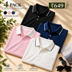 4 Pack Men’s Classic Polo T-Shirts | Everyday Style ( C10 )