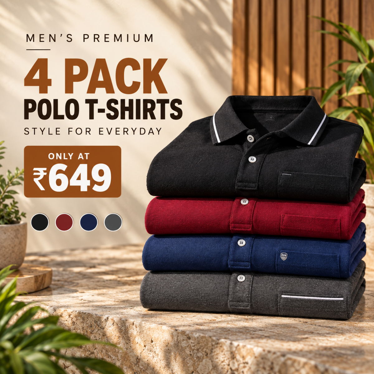 4 Pack Men’s Polo T-Shirts with Pocket ( P2 )