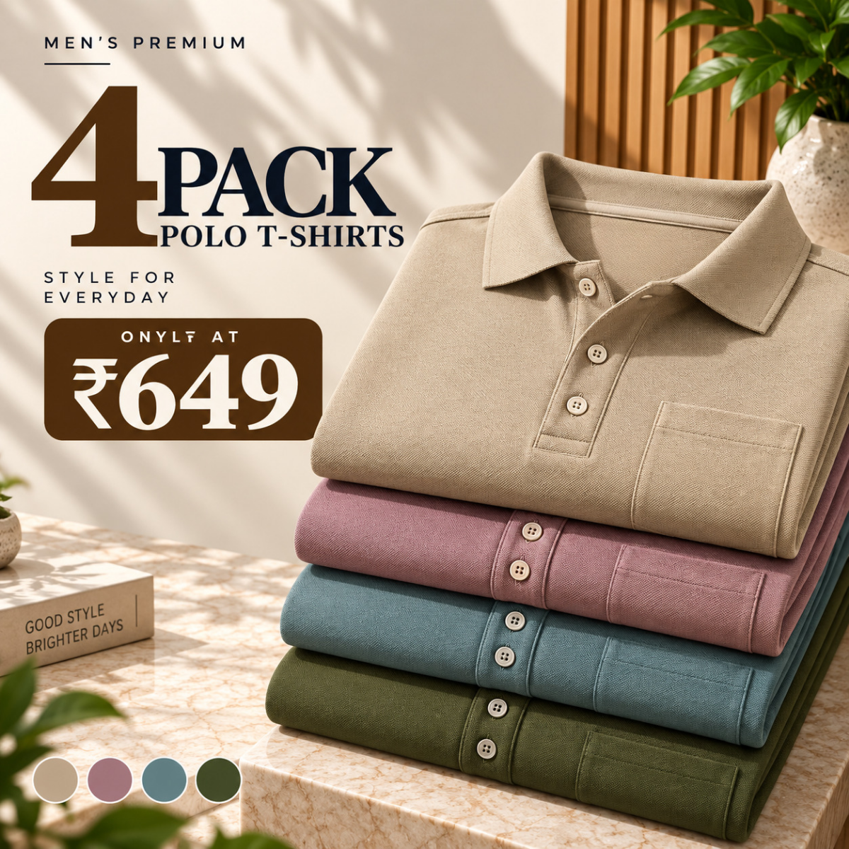 4 Pack Men’s Polo T-Shirts with Pocket ( P1 )