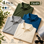 4 Pack Men’s Classic Polo T-Shirts | Everyday Style ( C3 )