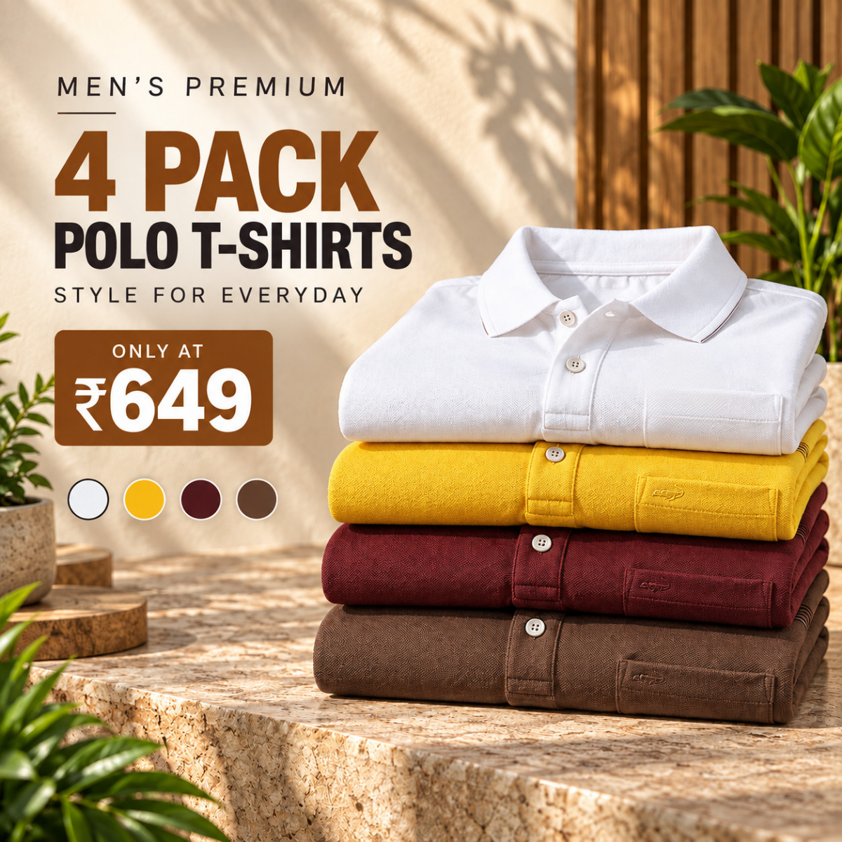 4 Pack Men’s Polo T-Shirts with Pocket ( P3 )