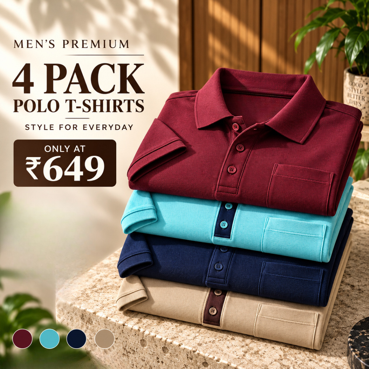4 Pack Men’s Polo T-Shirts with Pocket ( P5 )