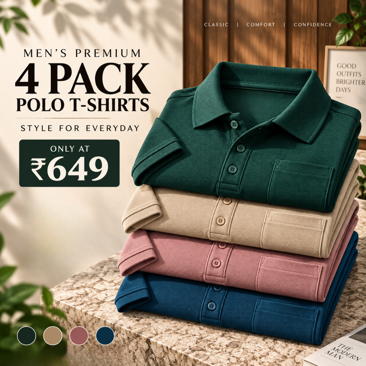 4 Pack Men’s Polo T-Shirts with Pocket ( P6 )