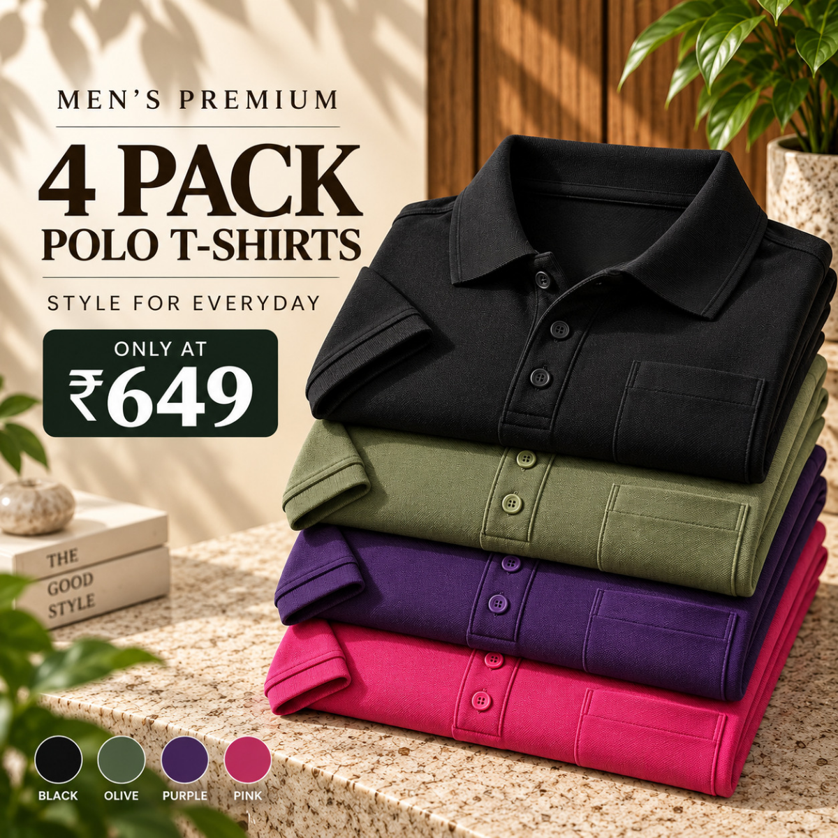 4 Pack Men’s Polo T-Shirts with Pocket ( P8 )