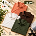 4 Pack Men’s Classic Polo T-Shirts | Everyday Style ( C8 )