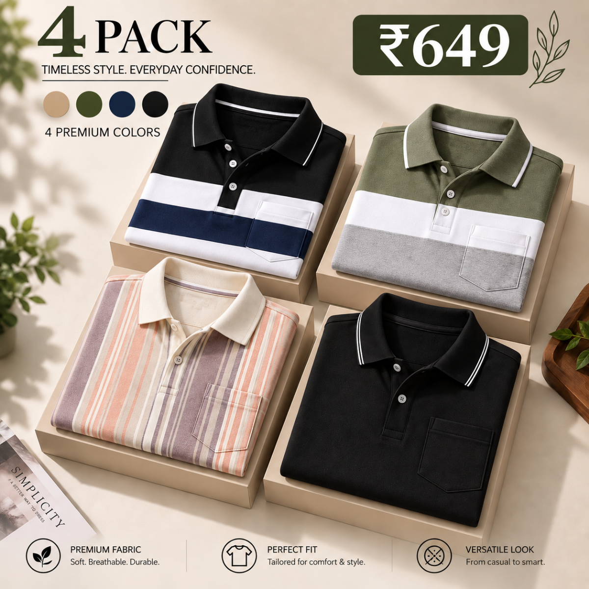 4 Pack Men’s Regular Fit Polo T-Shirts ( PT-8 )